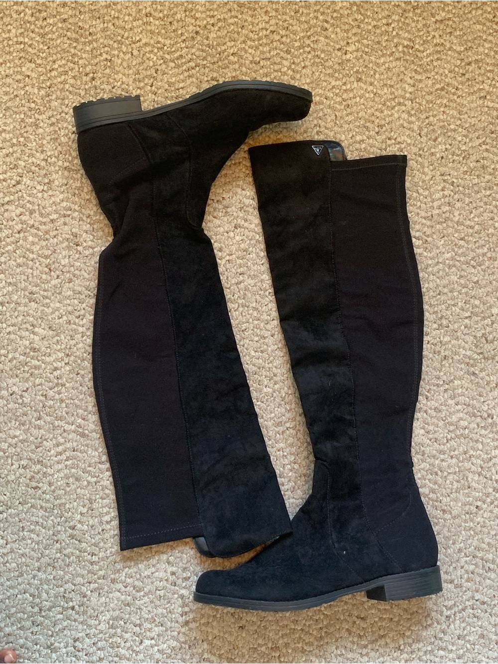 Guess Black Over-The-Knee Suede Stretch Boots